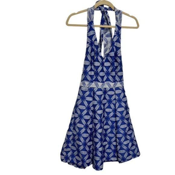 ModCloth Pleated Fit and Flare Halter Floral Dress, Size Small - Picture 1 of 8